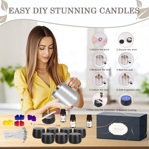 Candle Making Kit for Adults - DIY Scented Candles Making Supplies with Soy Wax,Wax Melter, Essential Oils, Color Dyes, Wicks Sticker, Candle Tins - Full Candle Making Set - Perfect Home Decoration - Image 3