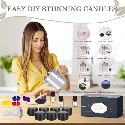 Candle Making Kit for Adults - DIY Scented Candles Making Supplies with Soy Wax,Wax Melter, Essential Oils, Color Dyes, Wicks Sticker, Candle Tins - Full Candle Making Set - Perfect Home Decoration - Image 3