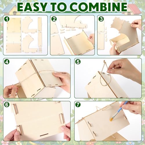 DoubleFill 10 Pack Wooden Bird Feeder Kits, DIY Bird House Kits, Build and Paint Your Own Craft for Adults, Unfinished Birdhouse Wood Craft for Educational Fun Art Outdoor Activities Gifts - Image 5