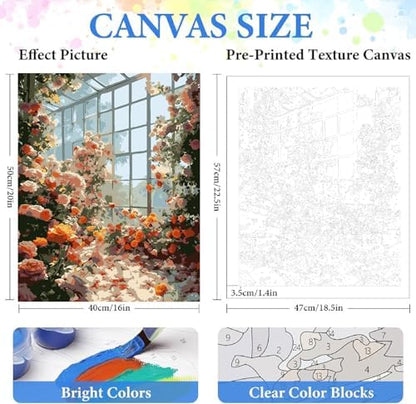 ZRIZQ Paint by Numbers Kit for Adults Beginners,Floral DIY Painting Set,Relaxing Creative Craft Activity,16x20 Inch-Flowers 13 - Image 2