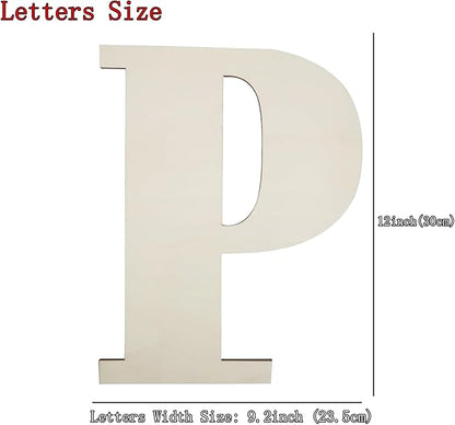 12 Inch Unfinished Wooden Numbers, 1/8 Inch Thick Large Blank Wooden Alphabet Handmade Painting Sign Boards for DIY Birthday Wedding Graduate Party Decor Props - P