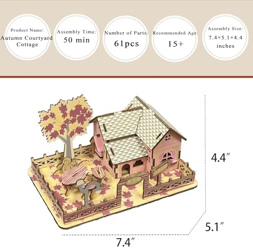 Log Cabin 3D Wooden House Puzzle,DIY Mini Building Model Kit，007 - Image 2