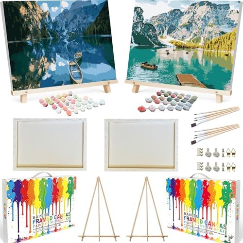 BAISITE Paint by Numbers Kit for Adults,16" Wx20 L 2 Pack Canvas for Painting Kits for Adults in Colorful Box 281282 Already Framed by PaintbyNumbersKitsforAdults