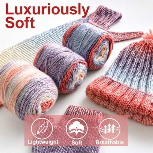 Complete Knitting Kit for Beginners, Scarf, Hat & Gloves, Amethyst Ombre - Image 3