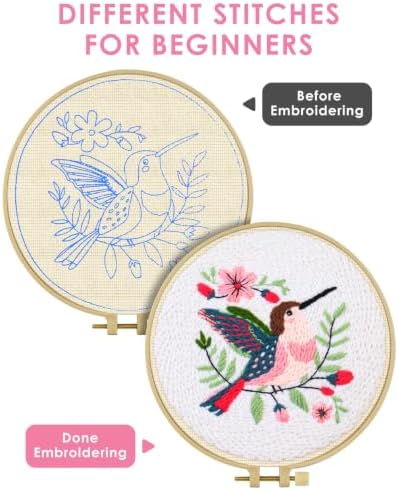 TINDTOP Punch Needle Embroidery Kits, Panda Punch Needle Kits for Adults Beginner, Tool with Punch Needle Fabric, Hoops, Yarns and Sewing Needles (Set D) - Image 3