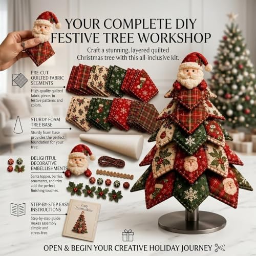 HZSprance DIY Quilted Christmas Tree Kit –3D Fabric Patchwork Kit (E) - Image 7