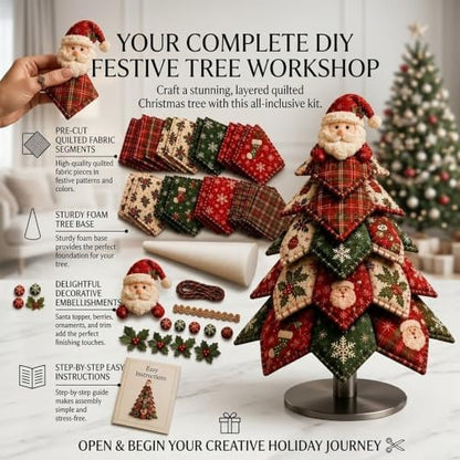 HZSprance DIY Quilted Christmas Tree Kit –3D Fabric Patchwork Kit (A) - Image 6