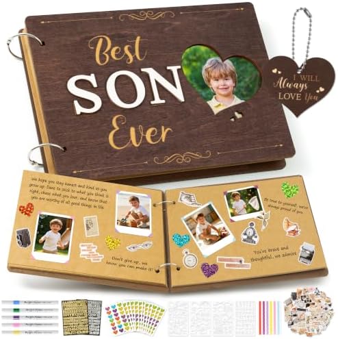 CY2SIDE DIY Best Son Ever Photo Album Scrapbook Craft Kit & Wooden Cover by CY2SIDE