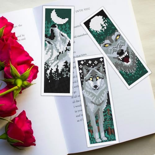 ORIGACH 6 Set Wolf & Forest Cross Stitch Bookmark Kit for Beginner - Image 6