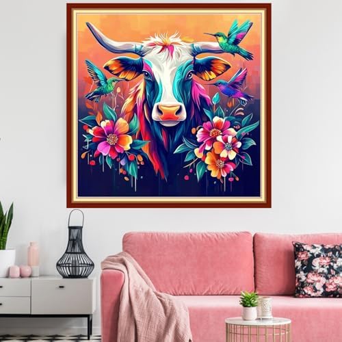 Redxing Stamped Cross Stitch Kits Embroidery kit for Beginners Adults Full Range of Embroidery Patterns Starter Kits DIY Printed Cross Stitch Kits Needlepoint Kits 11CT-Colored Bull 18x18 inchs - Image 2
