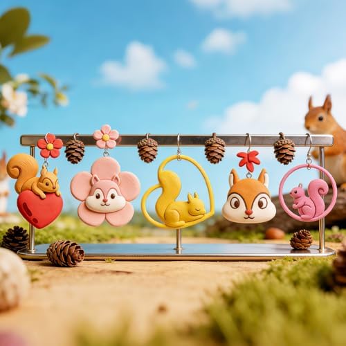 13Pcs Cute Squirrel Polymer Clay Cutters Set, Clay Earrings Cutters Polymer Jewelry Cutter for Earrings Making DIY Craft Supplies - Image 3