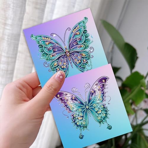 POETRYDRAW 6 Pack 5D DIY Diamond Art Painting Greeting Card Kit, Diamond Art Christmas Butterfly Greeting Card, Crafts Kit Creative with Envelope - Image 2
