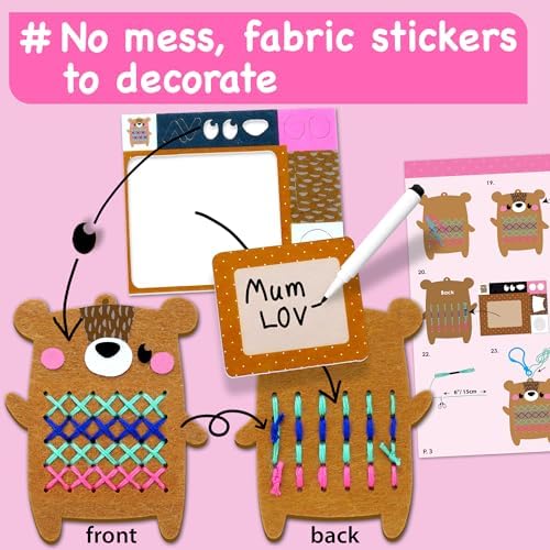 EZCRA My First Cross Stitch Kit for Kids Ages 4-8, 8 No Mess Felt Animals - Image 5