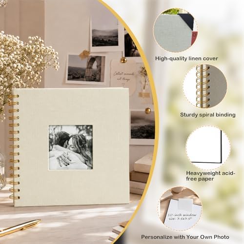 Cvochtty Scrapbook Album 40 Pages with DIY Kits, Craft Paper Photo Album, Cream-White Linen Cover Scrapbooking for 2x3 3x5 4x6 5x7 Pictures, Memory Book for Wedding Baby Family Birthday - Image 4