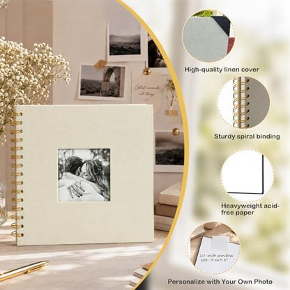 Cvochtty Scrapbook Album 40 Pages with DIY Kits, Craft Paper Photo Album, Cream-White Linen Cover Scrapbooking for 2x3 3x5 4x6 5x7 Pictures, Memory Book for Wedding Baby Family Birthday - Image 4