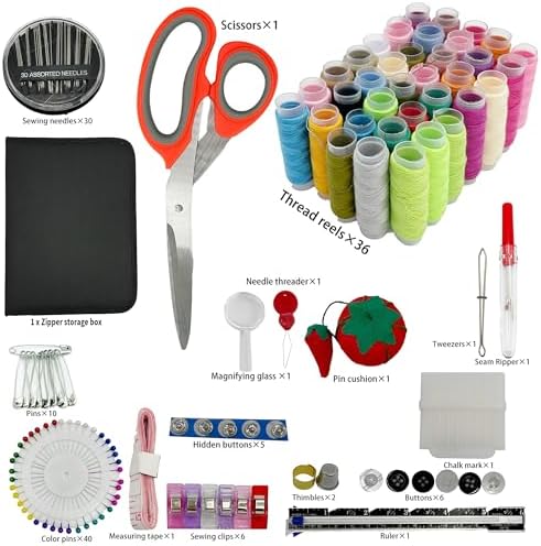 FREFTA Sewing Kit for Adults Beginner and Professionals, Home, Travel Sewing Kit with Sewing Pins and Needles,Seam Rippers,Thread,Threaders for Hand Sewing with Scissor and Accessories (N - 36) - Image 7