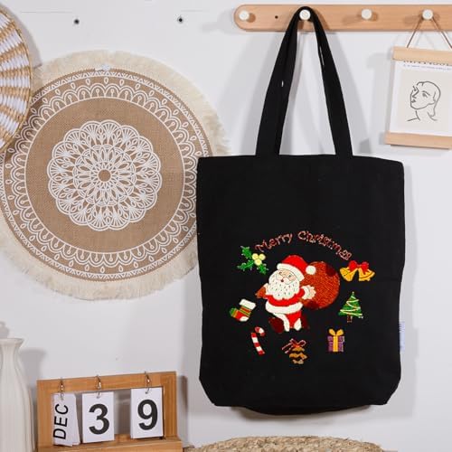 CREAWONDER Canvas Tote Bag Embroidery Kit with Pattern for Beginners, Arts and DIY Embroidery Crafts Kits for Adults, Include Instructions, Thimble, Embroidery Hoops, Color Threads and Tool - Image 7