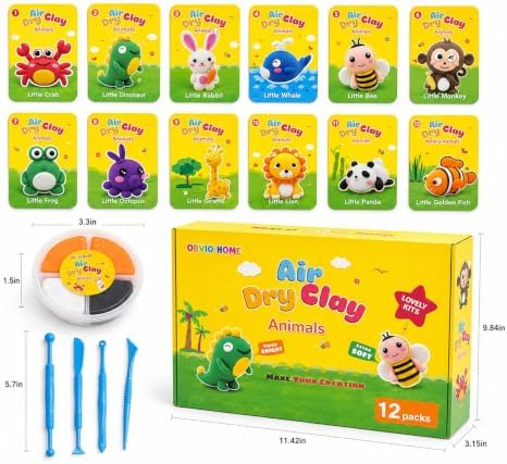 Air Dry Clay Kit for Kids - 12 Animal Design Projects, 48 Colors - Ultra Soft Non-Toxic Clay | Gifts, Crafts & Party Favor - Image 2