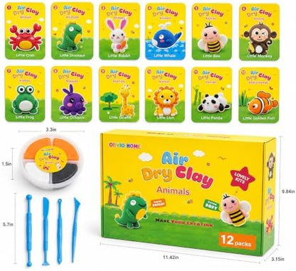 Air Dry Clay Kit for Kids - 12 Animal Design Projects, 48 Colors - Ultra Soft Non-Toxic Clay | Gifts, Crafts & Party Favor - Image 2