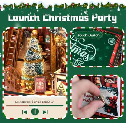Christmas Book Nook Kits for Adults - with LED Light & Music Box for Xmas - Image 4