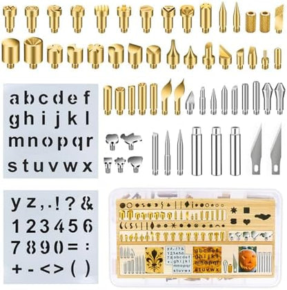 62Pcs Wood Burning Tips, Professional Wood Burning Pen Tips & Stencils Set by PETUOL