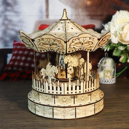 Music Park 3D Wooden Puzzle, Carousel Music Box - Image 3