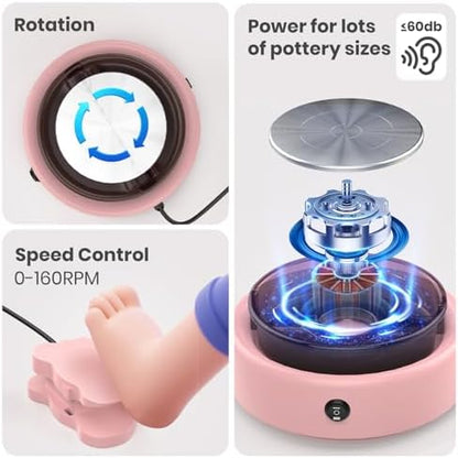 SKIRFY Pottery Wheel for Beginners, Complete Pottery Studio Kit with Foot Pedal, Adjustable Speed, 2.2 LB Air-Dry Clay, 21 Sculpting Tools, Ceramic Craft Kit for Ages 8+, Teens & Adults - Image 3