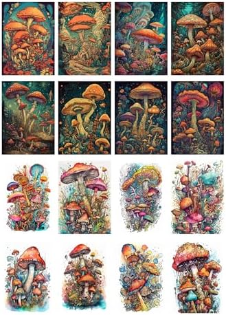 Decoupage Paper Pack (35 Sheets 6"x8") Bright Colourful Trippy Mushroom Forests FLONZ Vintage Illustration Pictures Cards for Decoupage, Craft and Scrapbooking - Image 2