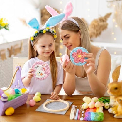 AnyDesign Easter Punch Needle Coaster Kits Cartoon Bunny Rabbit Chick Egg Crafts Coasters with Adhesive Felt Yarns Embroidery Hoop Instruction for Adults Beginners Spring DIY Decor - Image 6