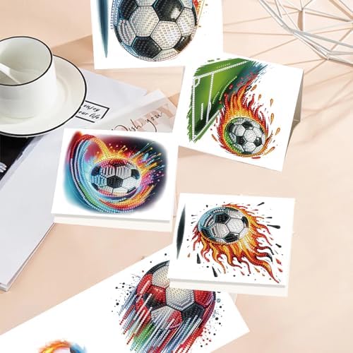 TDFERAN Diamond Painting Football Card 6 Set Crystal Puzzle Sports Invitation Diamond Blank Cards Gem Art Greeting Cards Holiday Event Invitation Card All Occasions Football Lovers Party - Image 4