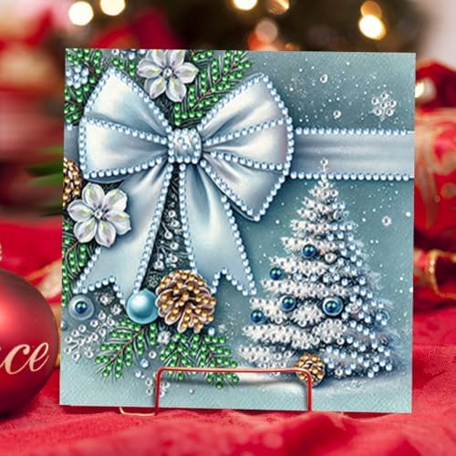 jinglinhh 6pcs Christmas Snowman Red Rose Diamond Art Painting Greeting Cards with Envelopes, DIY Card Making Kits for Adults, Diamond Art Postcards Christmas Cards Craft Gifts - Image 6