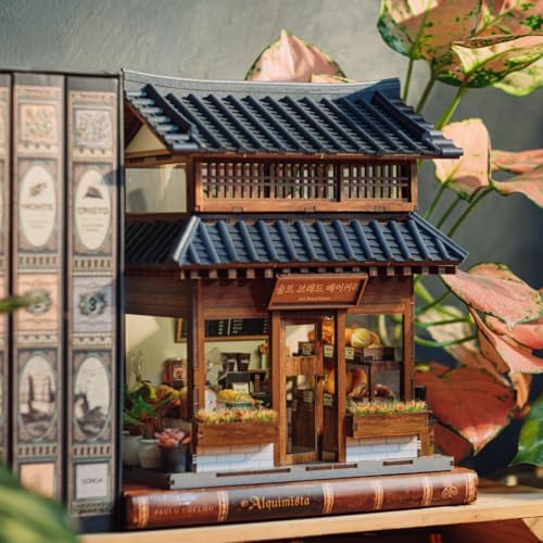 ANAVRIN Book Nook Ikseon-Dong Hanok Bakery Miniature House 3D Booknook for Adults, Teens and Book Lovers, Library Decor, Creative Gift for Family, Friends, and Elderly - Image 4