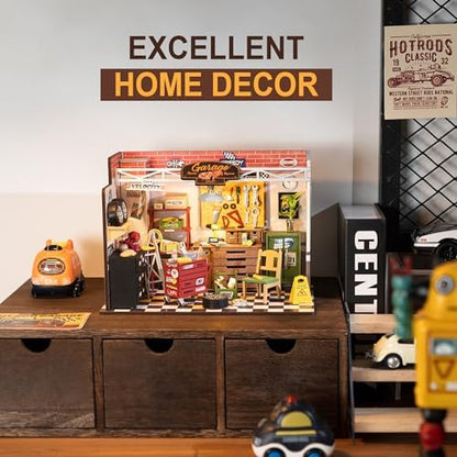 ROBOTIME Miniature House Kit DIY Mini Garage Workshop Tiny Model House Building Kit with LED Decorative Craft for Adults Hobby Gift - Image 3