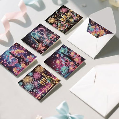 C'eitura 6Pcs Celebration DIY Diamond Art Painting Greeting Cards Kit | Congratulations Thank You Birthday Graduation Cards | All Occasion Party Theme Blank Note Cards for Kids & Adults - Image 6