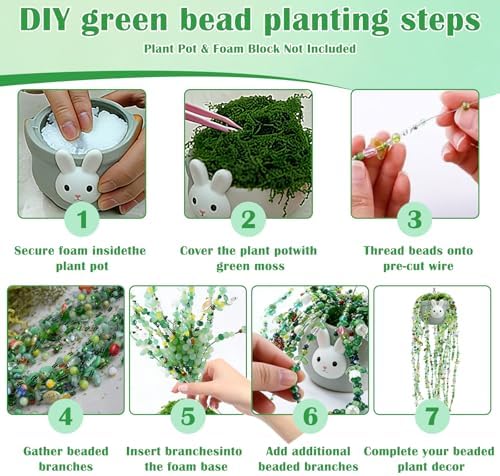 Fesorsi Beaded Plant Kit, Green Beads for Beaded Plants - Image 4