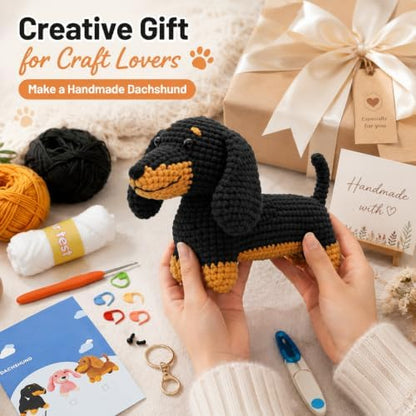 Nikolle Dachshund Crochet Kit for Beginners, Amigurumi Animal Craft Kit - Image 4