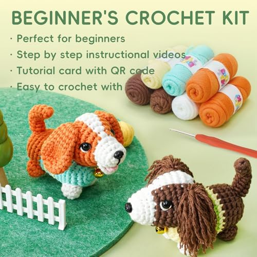 Crochet Kit for Beginners, 2-Pack dog Animal Kits for Adults, Amigurumi Set - Image 6