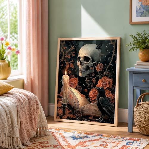 NXIKYO Skull Paint by Numbers Kit for Adults Beginner, Roses Book Adult Paint by Number Kits on Canvas, DIY Acrylic Oil Easy Painting by Numbers for Home Wall Decor 16 X 20 inch (Without Frame) - Image 3