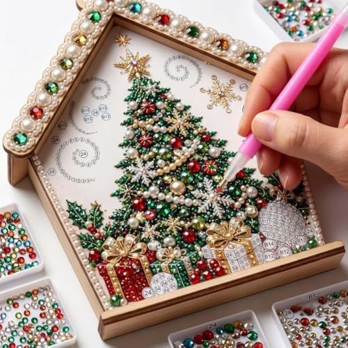 FRANDEK Deer Snowman House Diamond Art Painting Christmas House Ornament - Image 7