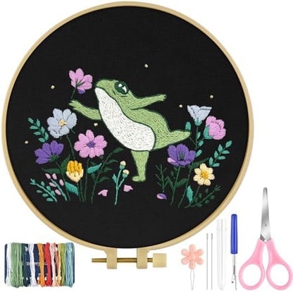 TINDTOP Embroidery Kit for Beginners Adult, Frog Embroidery Kit by TINDTOP