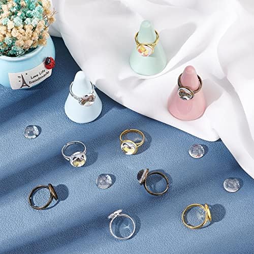 SUNNYCLUE DIY 1 Box 60Pcs Adjustable Ring Base Cabochon Rings Making Kit 30Pcs Finger Rings Blanks Blank Ring Bases Tray 30Pcs 12mm Flat Round Glass Cabochons for Jewelry Making Kits Crafts Supplies - Image 5