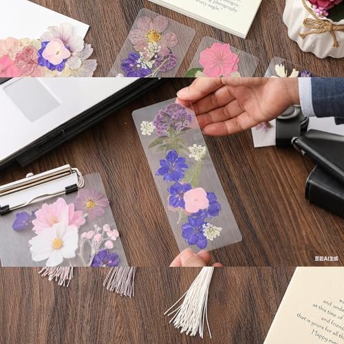Fuyoooo 376 Pcs Pressed Flower Bookmark Kit,Boho Color,2 x 6 Inch - Image 5