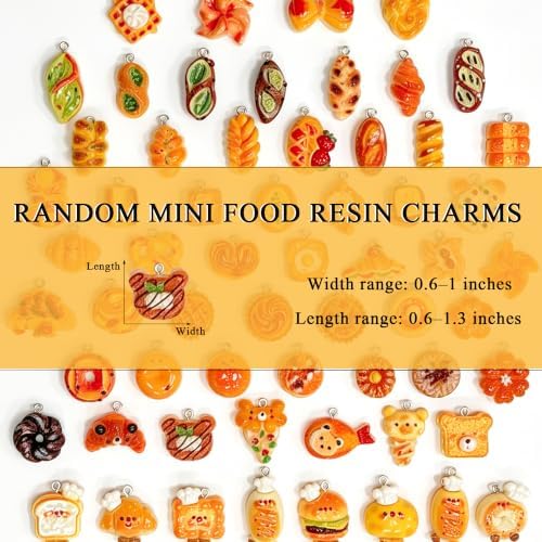Food Charms Bulk, 152PCS Kawaii Pastel Resin Jewelry Making Kit with Lobster Clasps, Earring Hooks, Bead Necklaces & Jump Rings for Kandi Bracelets, Earrings, Necklaces, Keychains - Image 2
