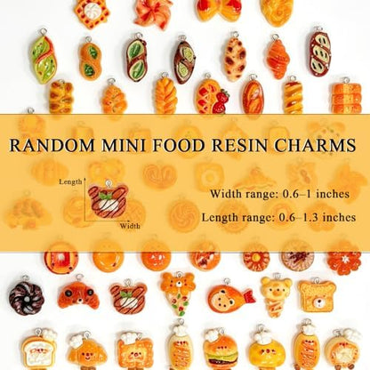 Food Charms Bulk, 152PCS Kawaii Pastel Resin Jewelry Making Kit with Lobster Clasps, Earring Hooks, Bead Necklaces & Jump Rings for Kandi Bracelets, Earrings, Necklaces, Keychains - Image 2
