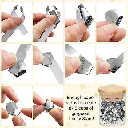 Kigeli 1000 Sheets Origami Star Paper Strips,Silver,Solid Style - Image 5
