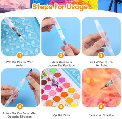 Taotree 48 Watercolor Paint Set with 10 Paint Brushes and Watercolor Book - Image 3