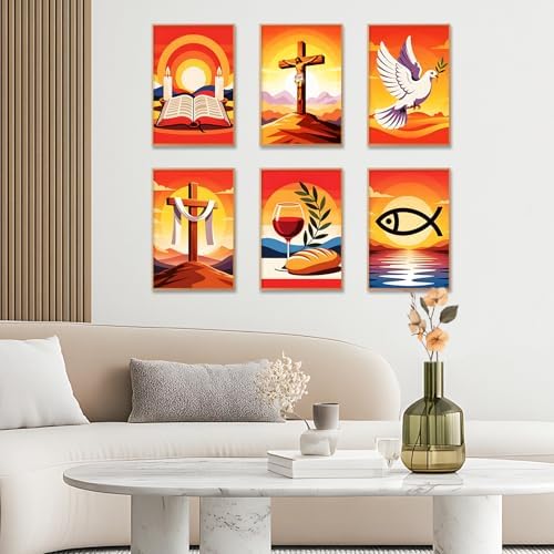 6 Pack Paint by Numbers Kit for Adults, Christian Painting, 8x12 Inch - Image 2