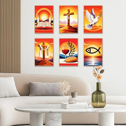 6 Pack Paint by Numbers Kit for Adults, Christian Painting, 8x12 Inch - Image 2