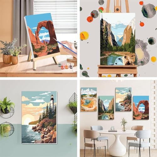 National Park Paint by Numbers for Adults with Framed Canvas - Wooden Easel - Image 5