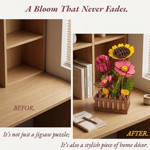 3D Wooden Flower Bouquet Puzzle for Adults - Image 4